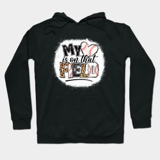 My heart is on that Field Baseball Leopard Tee Baseball  Mom Hoodie